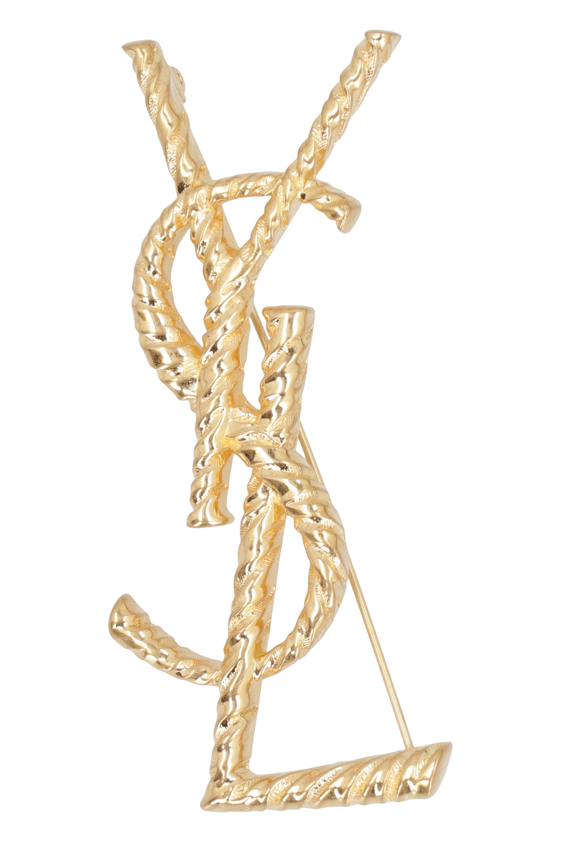 Saint Laurent Spilla OPYUM YSL in ottone dorato