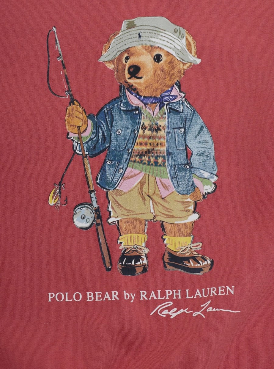 Polo ralph lauren kids Felpa con scollo rotondo e logo sul fronte in cotone rossa bambino, view 3