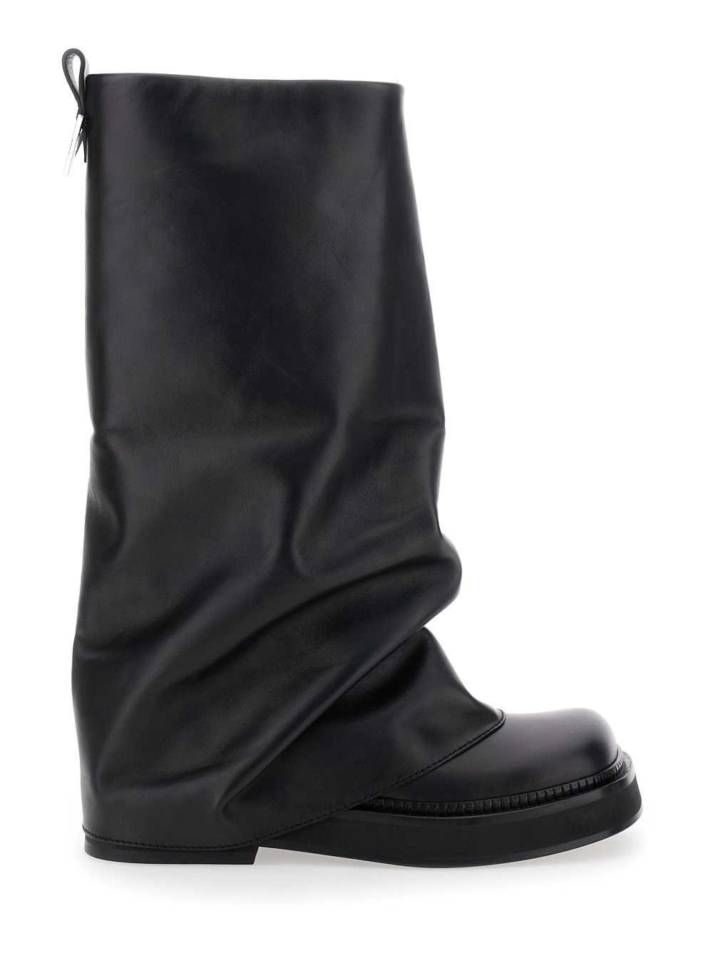 The Attico Stivali 'Robin' con Punta Squadrata e Placca Logo sul Retro in Pelle Neri Donna