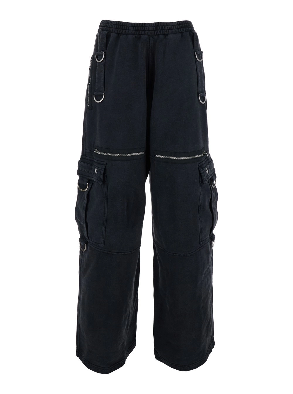 Balenciaga Pantaloni con tasche cargo e anelli applicati sul fronte e retro in cotone neri uomo