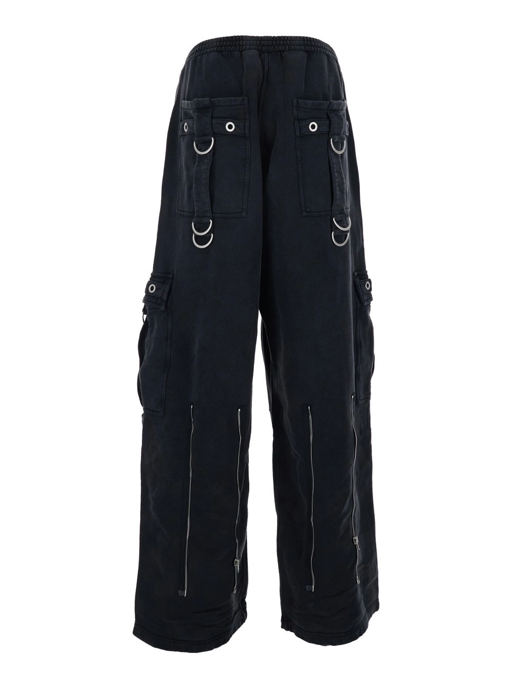 Balenciaga Pantaloni con tasche cargo e anelli applicati sul fronte e retro in cotone neri uomo, view 2