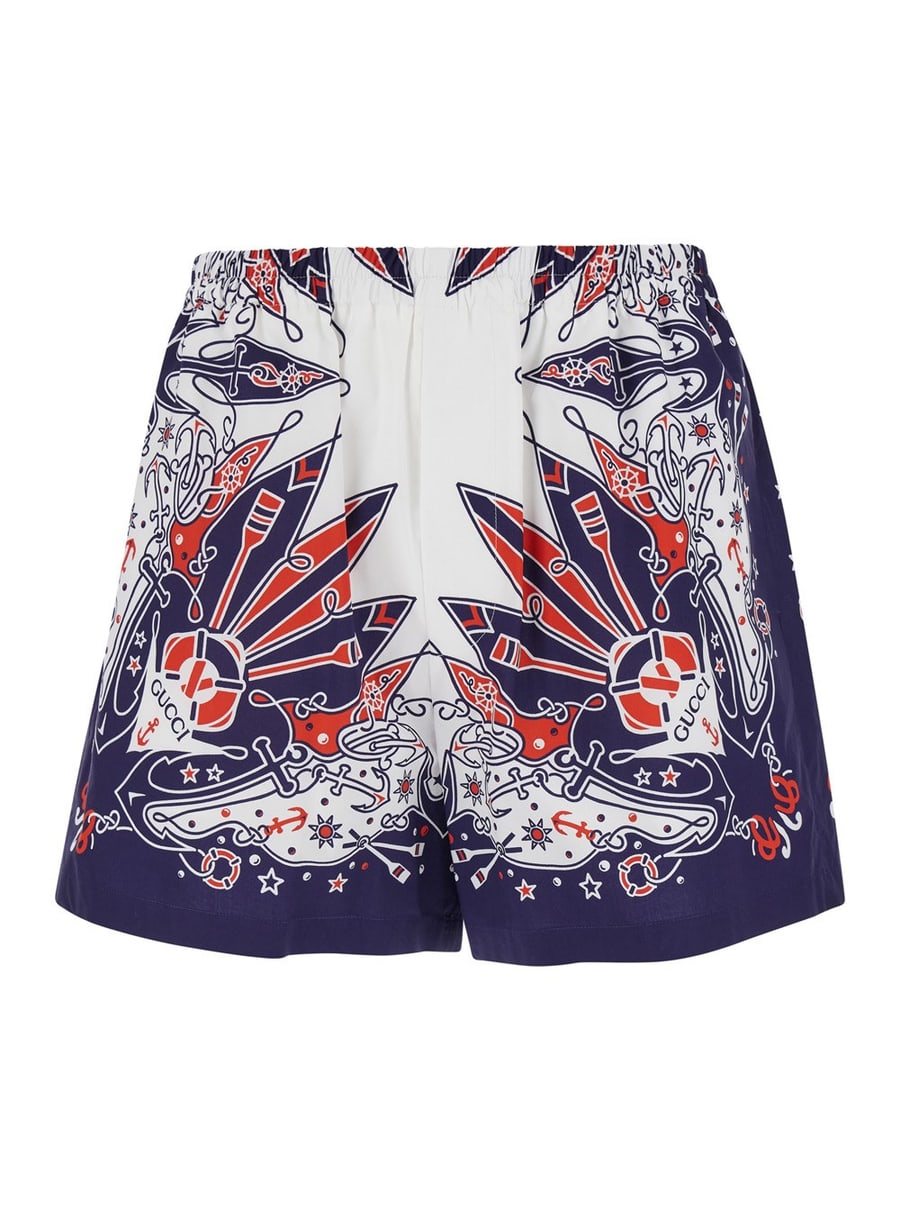 Gucci Shorts con Stampa Bandana Gucci in Cotone Blu Uomo