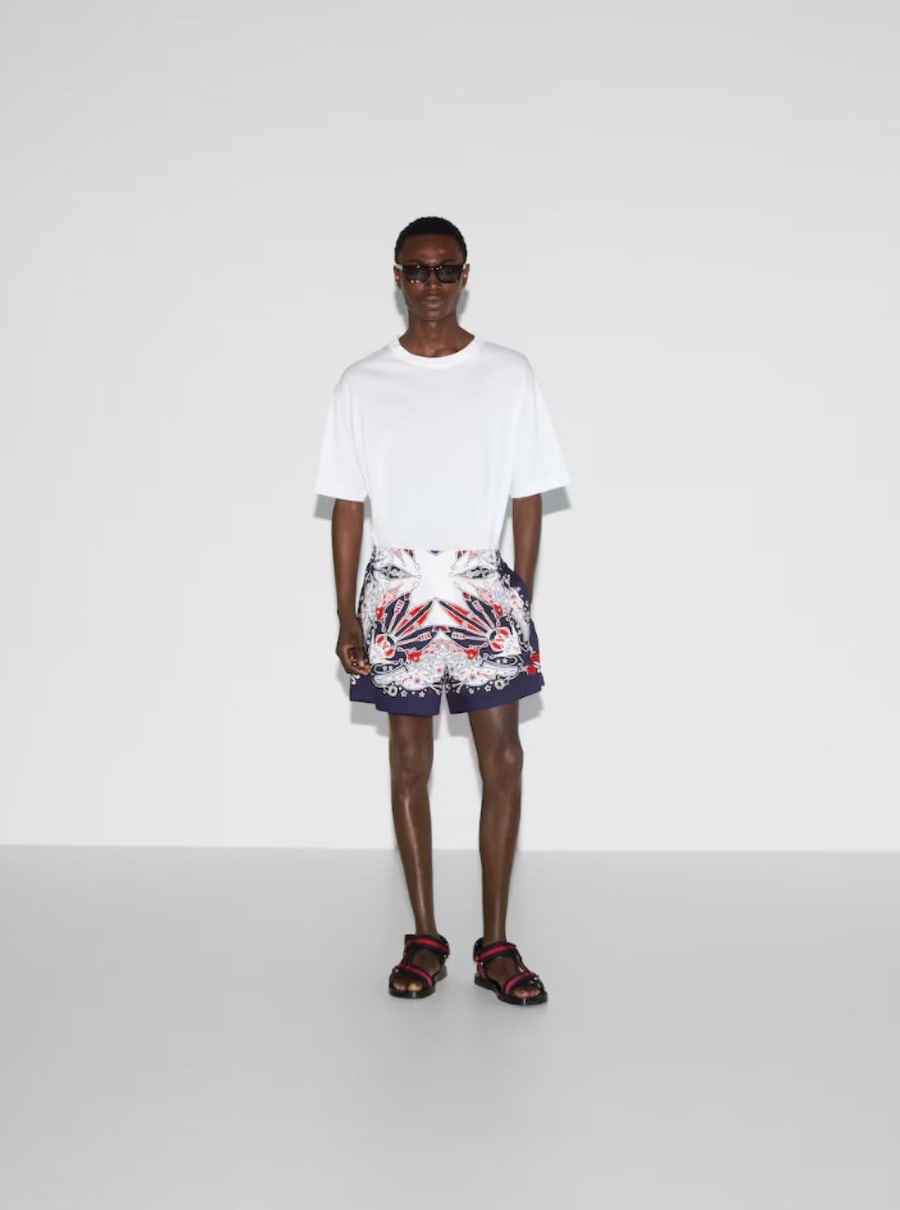 Gucci Shorts con Stampa Bandana Gucci in Cotone Blu Uomo, view 4