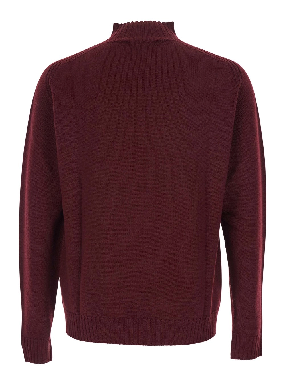 Vivienne Westwood Maglia con Collo Alto e Logo Orb Ricamato sul Fronte in Misto Lana Bordeaux Uomo, view 2