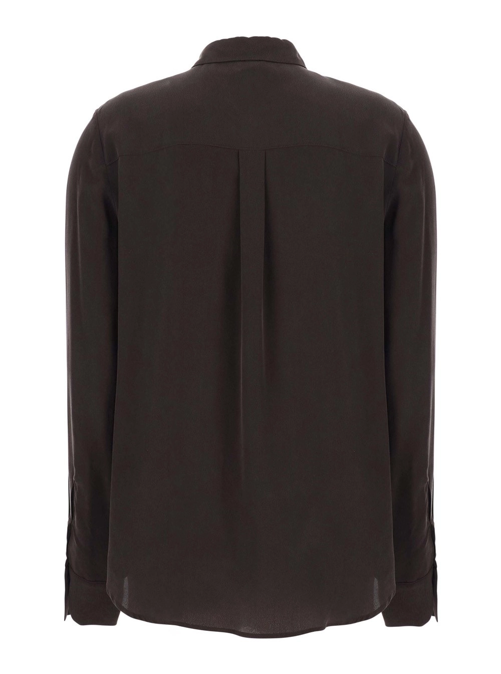 Pinko Camicia con logo lettering sulla manica in Crepe de Chine Marrone Donna, view 2