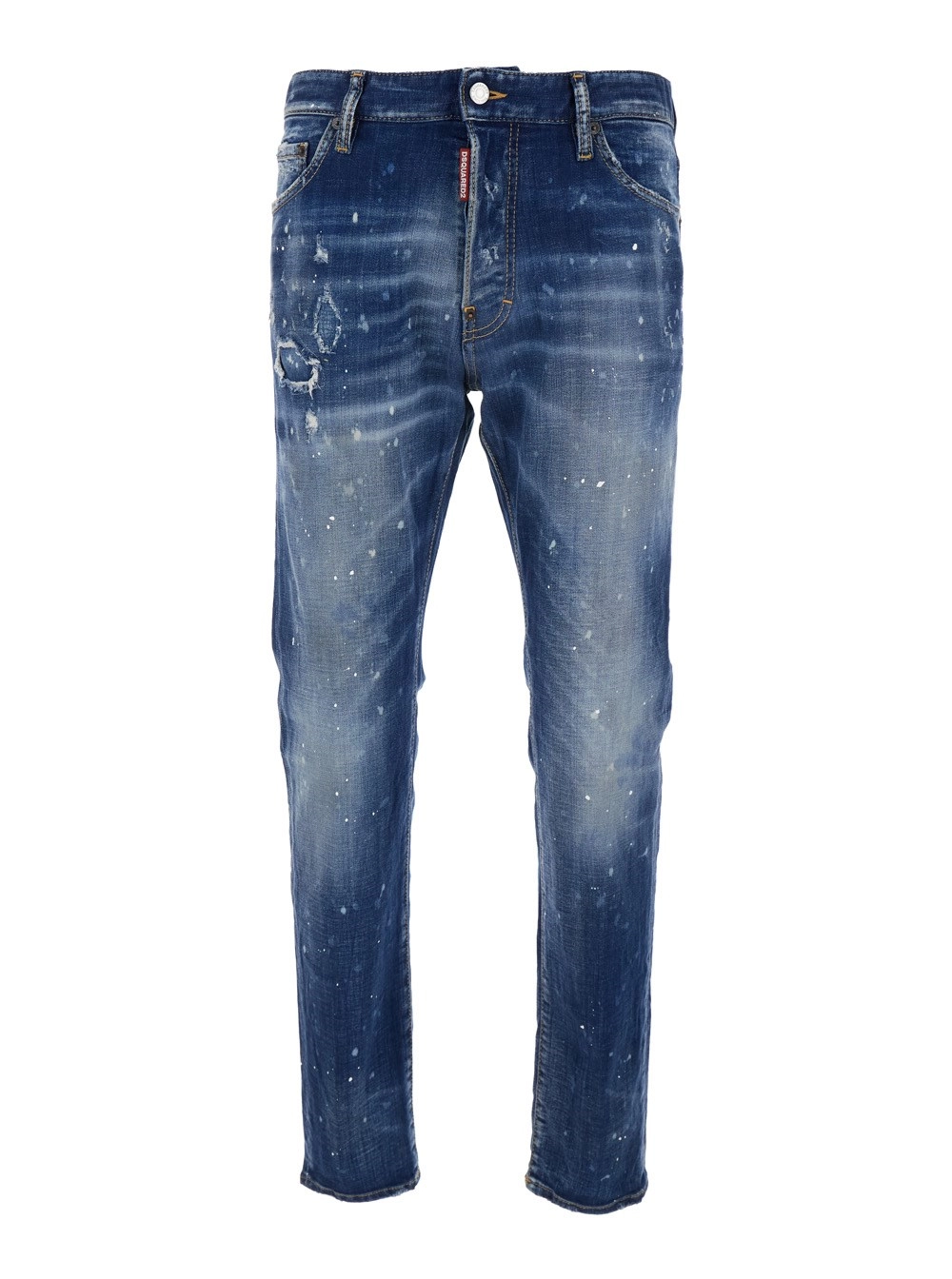 Dsquared2 Jeans 'Cool Guy' con Passanti per Cintura e Dettagli Vernice All-Over in Denim Blu Uomo