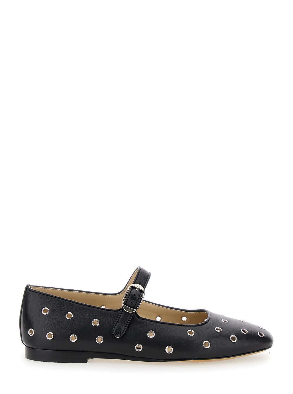Le monde beryl Ballerine 'Mary Jane' con Occhielli in Pelle Nere Donna