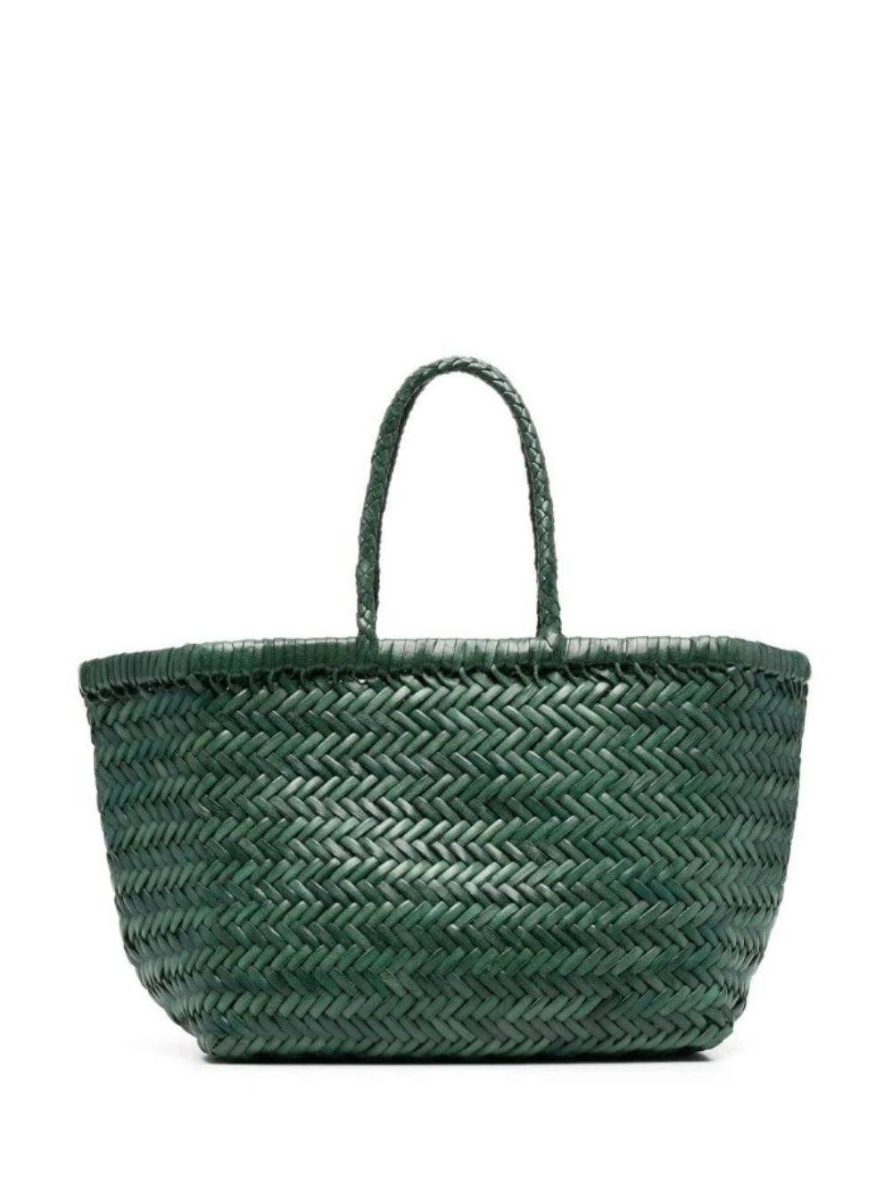 Dragon diffusion Borsa a Mano 'Triple Jump' Piccola con Due Manici Superiori e Design Intrecciato in Pelle Verde Donna