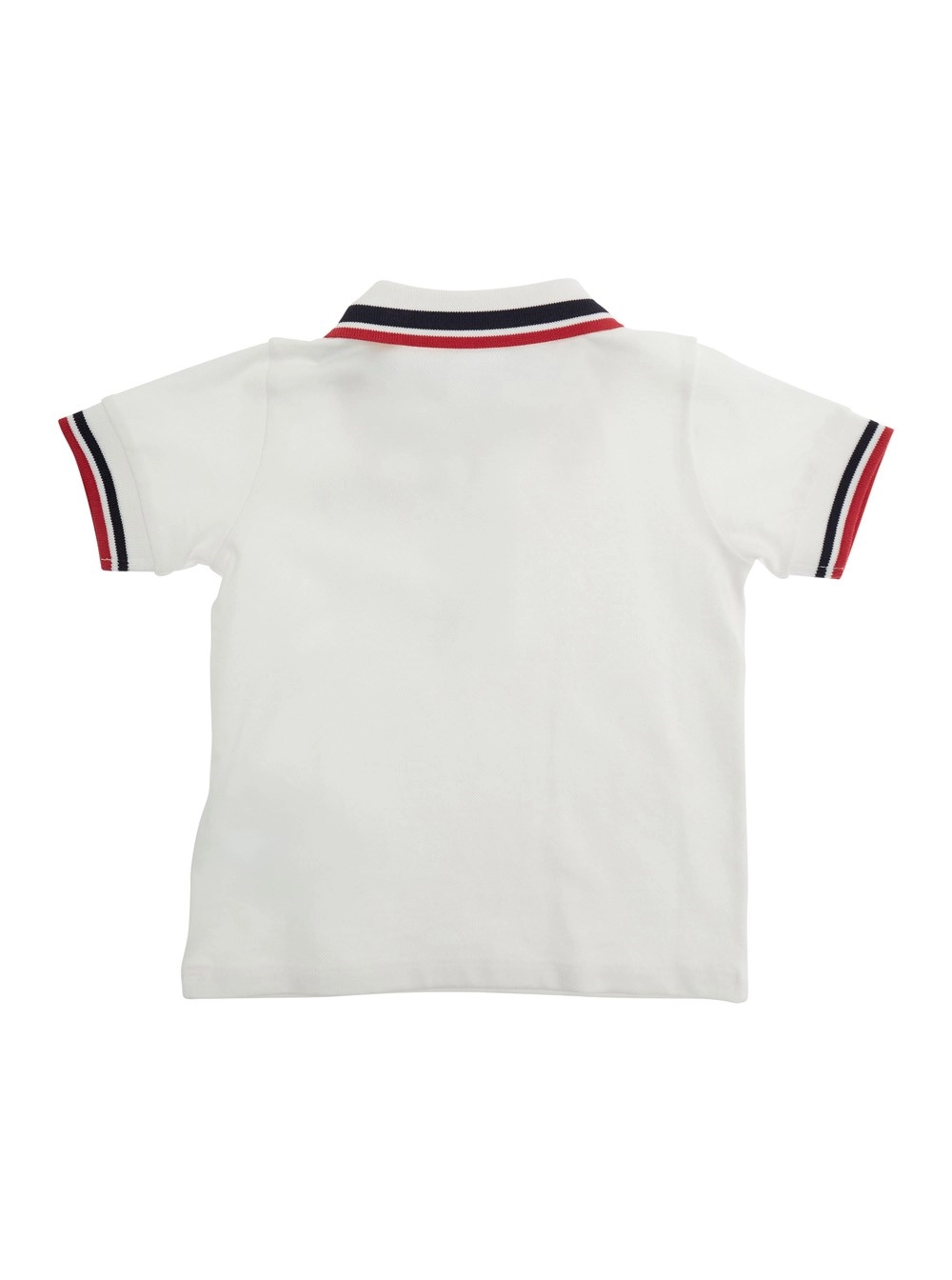 Moncler kids Polo con colletto con logo lettering e patch logo sul fronte in cotone bianca baby, view 2