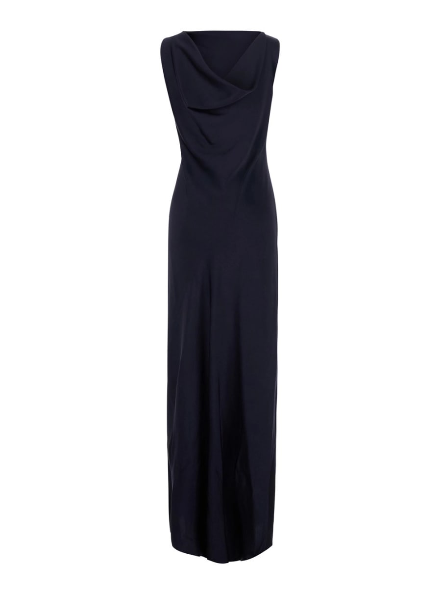 Antonelli Abito lungo 'Mara' con design a spalle scoperte in satin blu donna, view 2