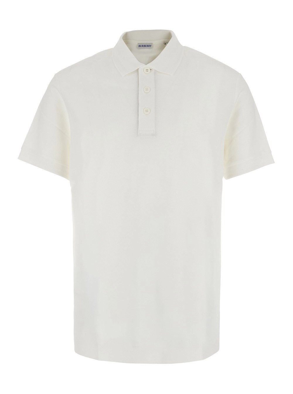Burberry Polo 'Eddie' con colletto classico e ricamo EKD sul fronte in cotone bianca uomo