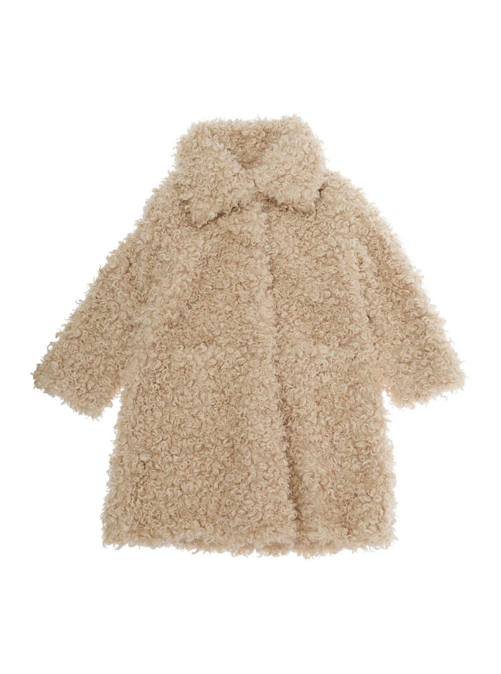 Monnalisa kids Cappotto con colletto classico e chiusura nascosta sul fronte in ecopelliccia beige bambina
