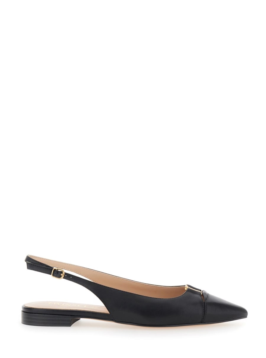 Twinset Ballerine con Design a Punta e Cinturino Regolabile in Pelle Nere Donna