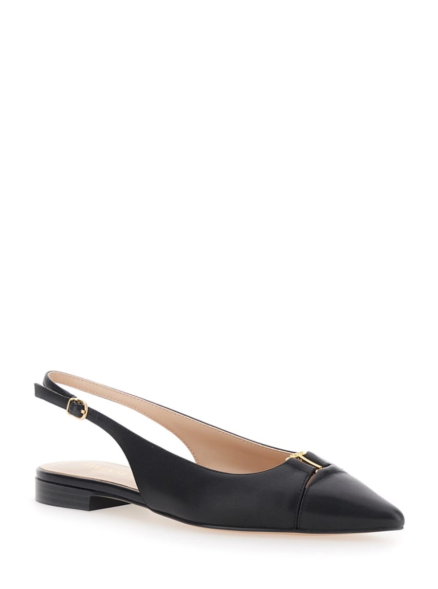 Twinset Ballerine con Design a Punta e Cinturino Regolabile in Pelle Nere Donna, view 2