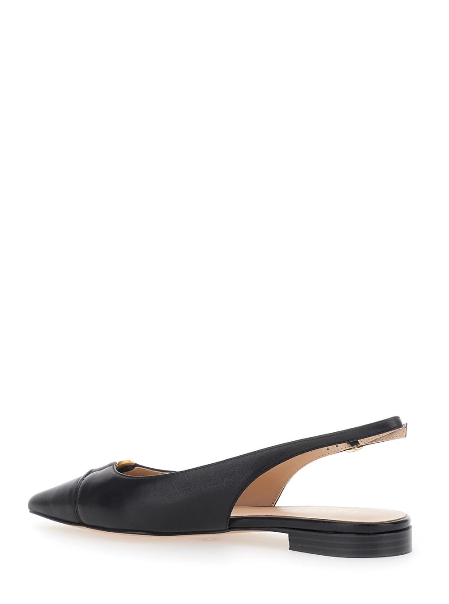 Twinset Ballerine con Design a Punta e Cinturino Regolabile in Pelle Nere Donna, view 3