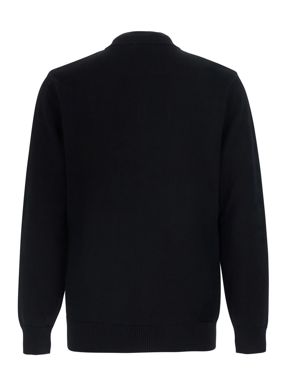Emporio Armani Maglione Girocollo con Chiusura con Mezza Zip sul Fronte e Ricamo Logo sul Fronte in Cotone Nero Uomo, view 2