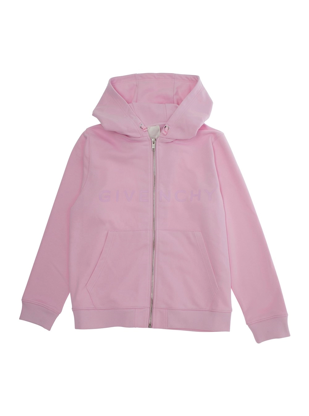 Givenchy kids Cardigan con Cappuccio Fisso e Logo Lettering in Cotone Rosa Bambino