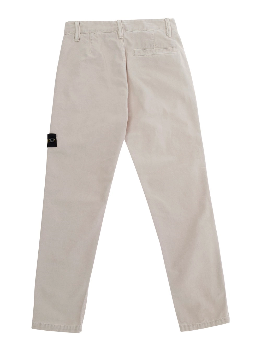 Stone island kids Pantaloni con patch logo sul fronte in tessuto tecnico beige bambino, view 2