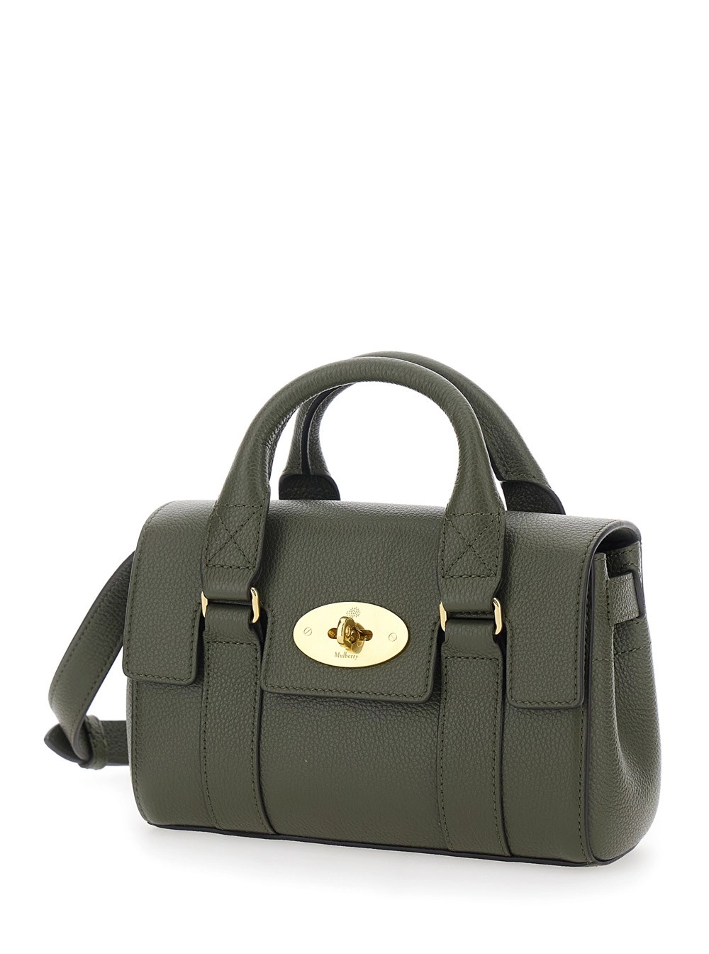 Mulberry Borsa a Mano 'Bayswater Mini' con Chiusura a Girello in Pelle Martellata Verde Donna, view 2