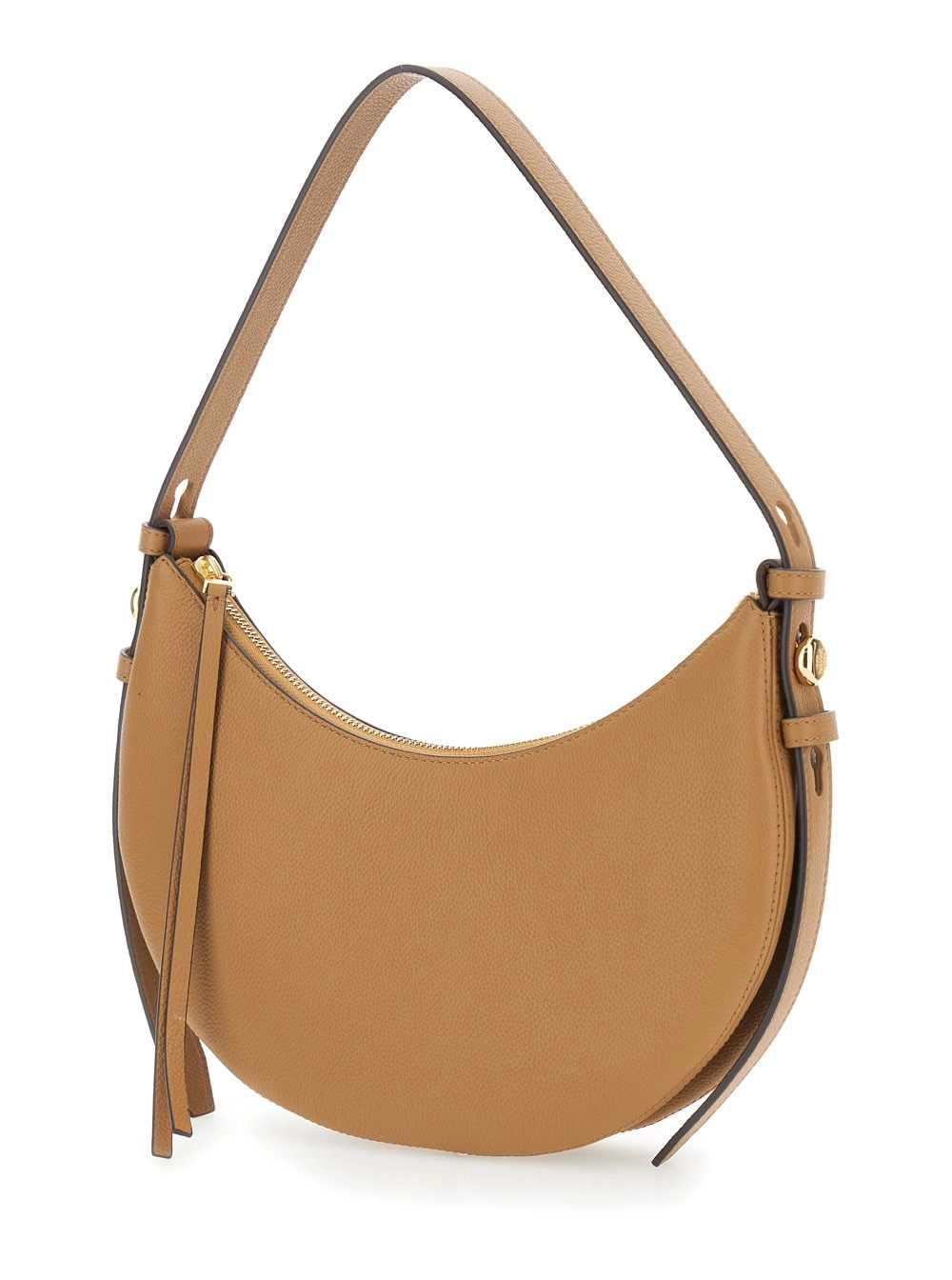 Tory Burch Borsa a Spalla 'Romy Half Moon' con Tracolla Regolabile e Removibile e Design a Mezzaluna in Pelle Martellata Beige Donna, view 2