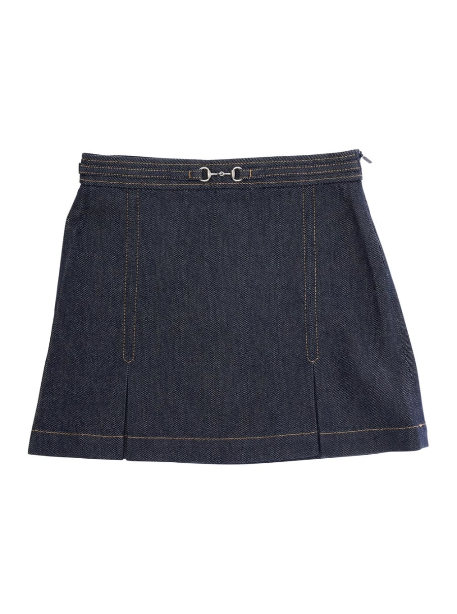 Gucci kids Gonna con Morsetto sul Fronte e Chiusura con Zip Nascosta sul Lato in Denim Bambina