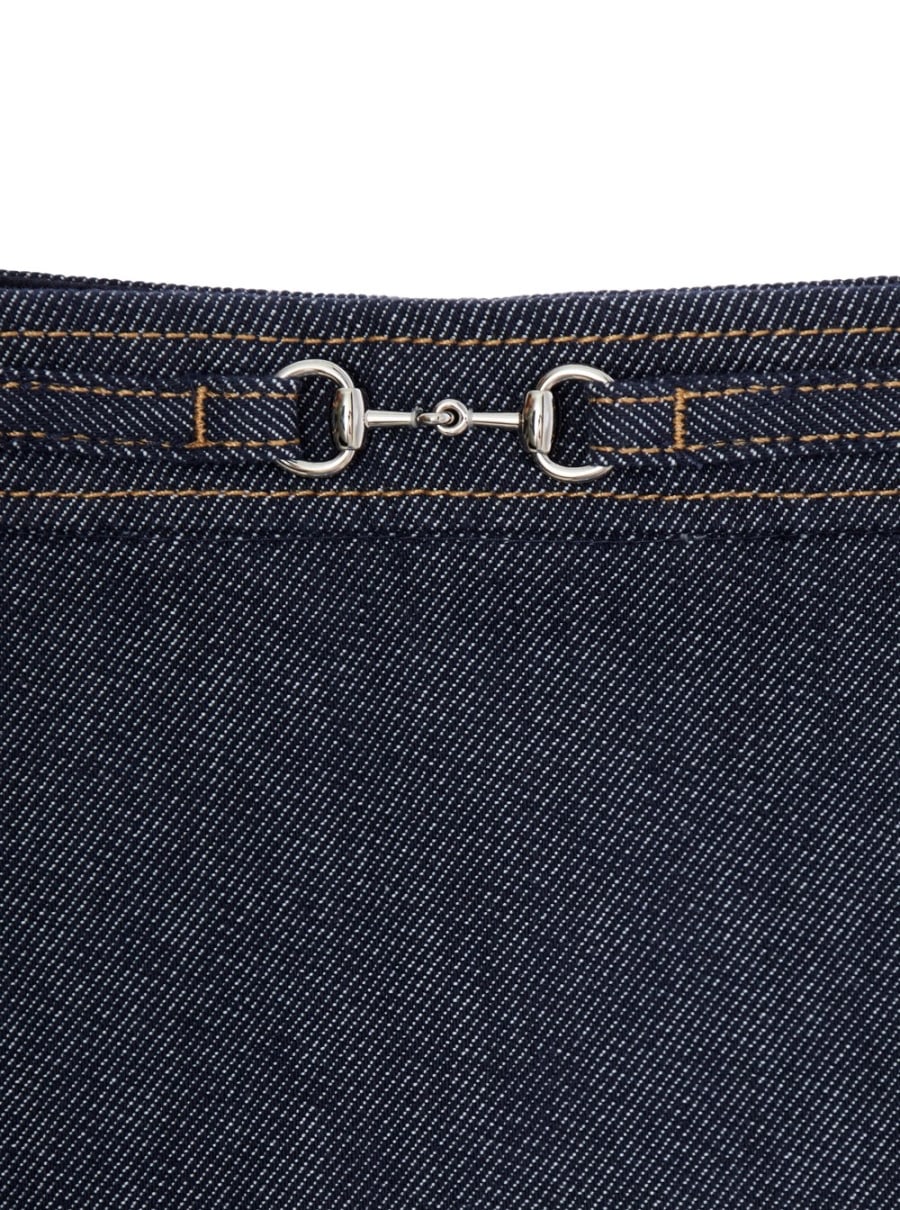 Gucci kids Gonna con Morsetto sul Fronte e Chiusura con Zip Nascosta sul Lato in Denim Bambina, view 3
