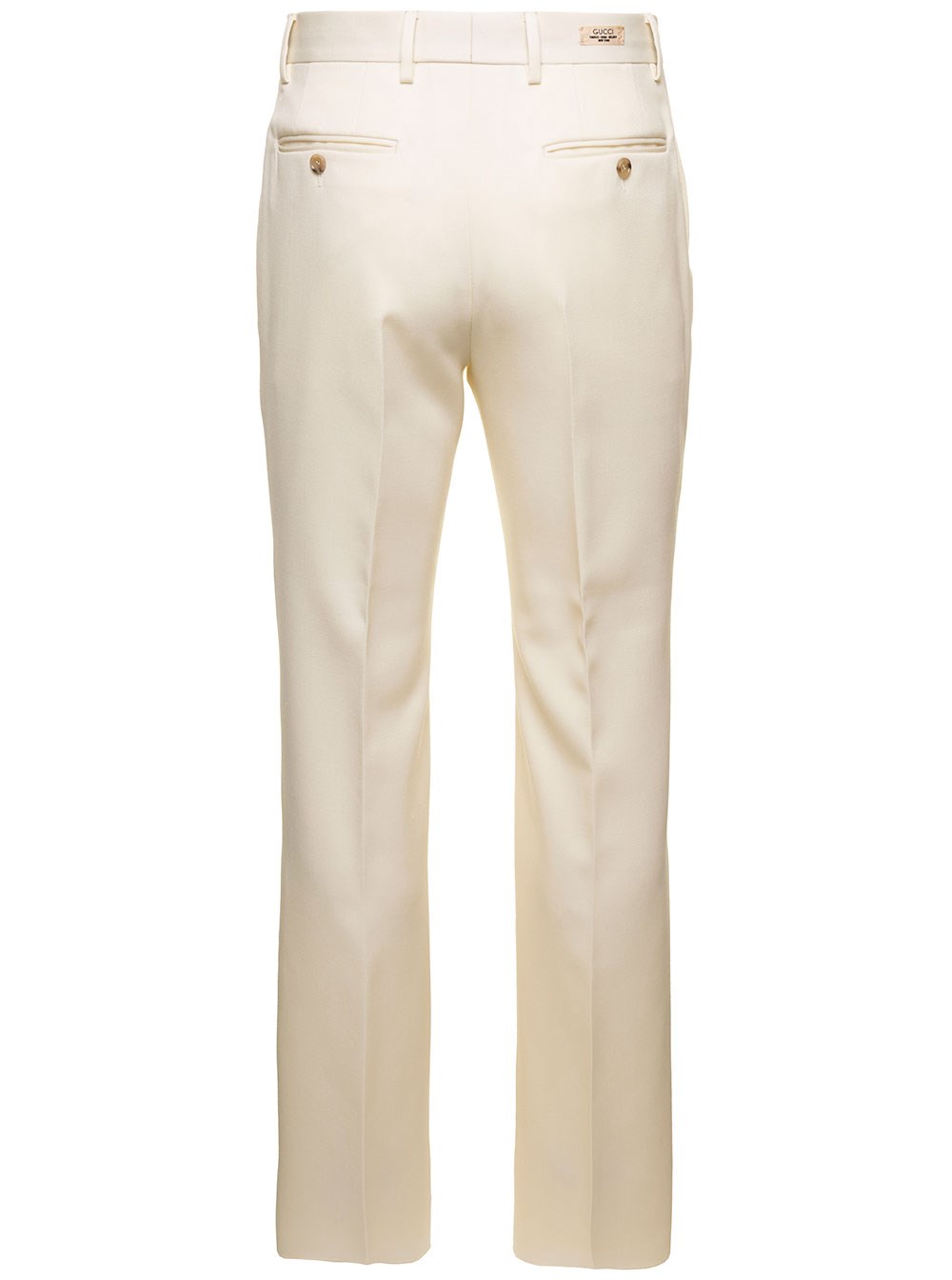 Gucci Pantalone a Gamba Dritta con Patch Gucci Cities in Lana Bianca Uomo, view 2