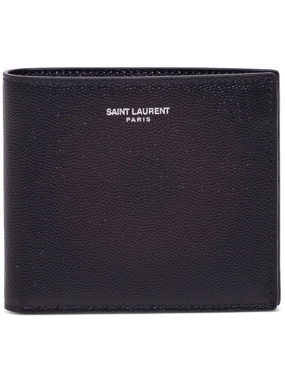Saint Laurent Portafoglio Bifold in Pelle Nera e Logo Saint Laurent Uomo