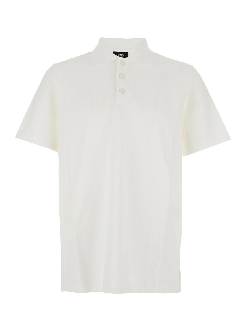 Fendi Polo con Logo FF All Over Tono su Tono in Cotone Bianca Uomo