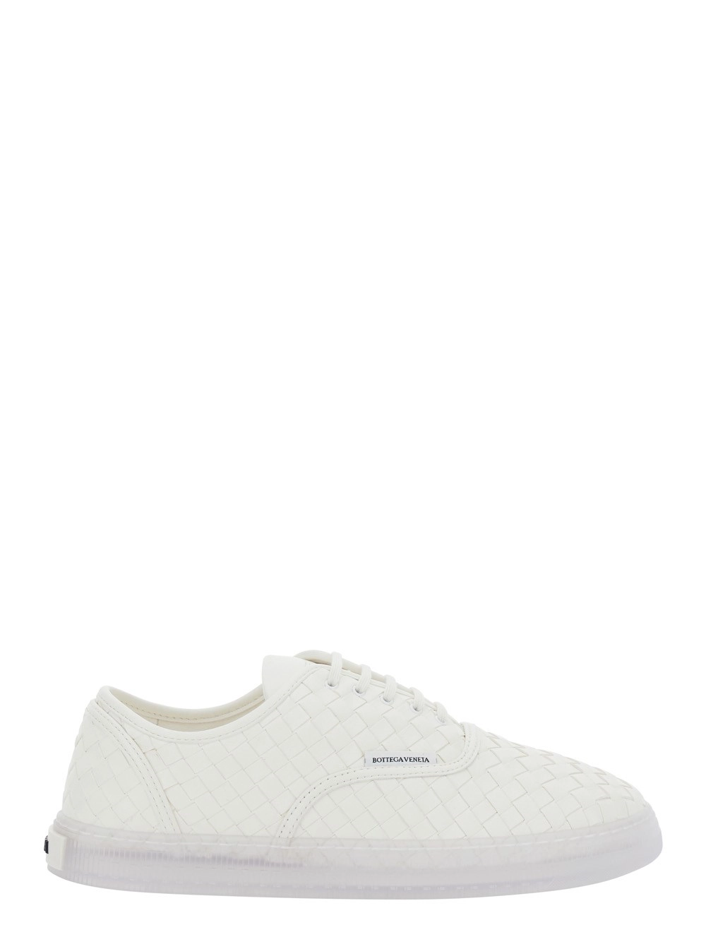 Bottega Veneta Sneaker 'Serena' con logo lettering sulla linguetta e motivo Intrecciato in pelle bianche donna