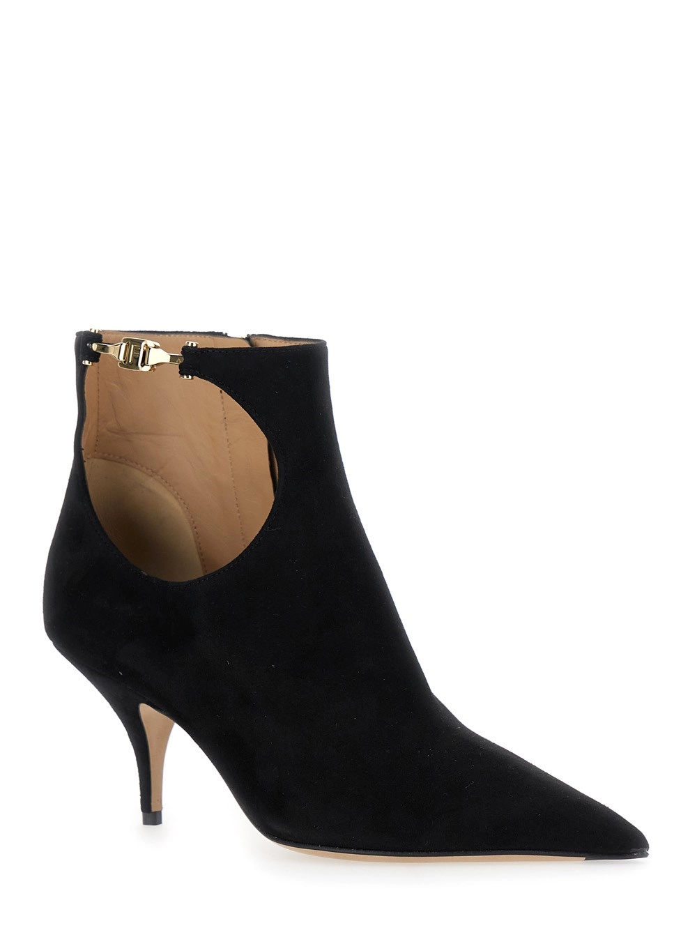 Ferragamo Stivaletti 'Agia' con Dettaglio Cut-Out e Tacco a Stiletto in Pelle Scamosciata  Neri Donna, view 2