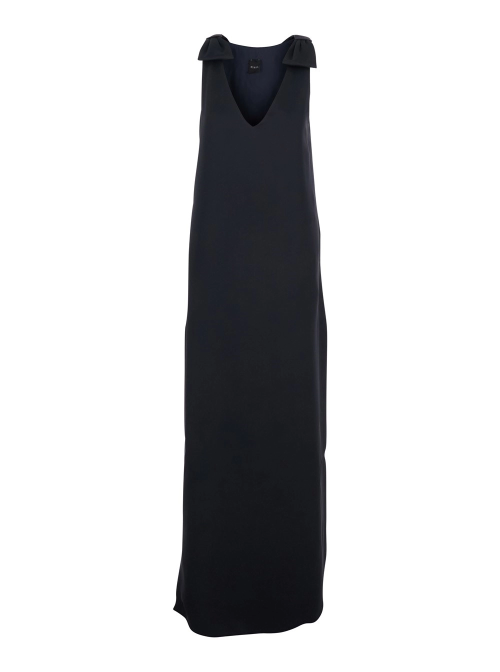 Leplain Abito Lungo Blu Scuro con Scollo a V e Spacchi Laterali in Tessuto Donna