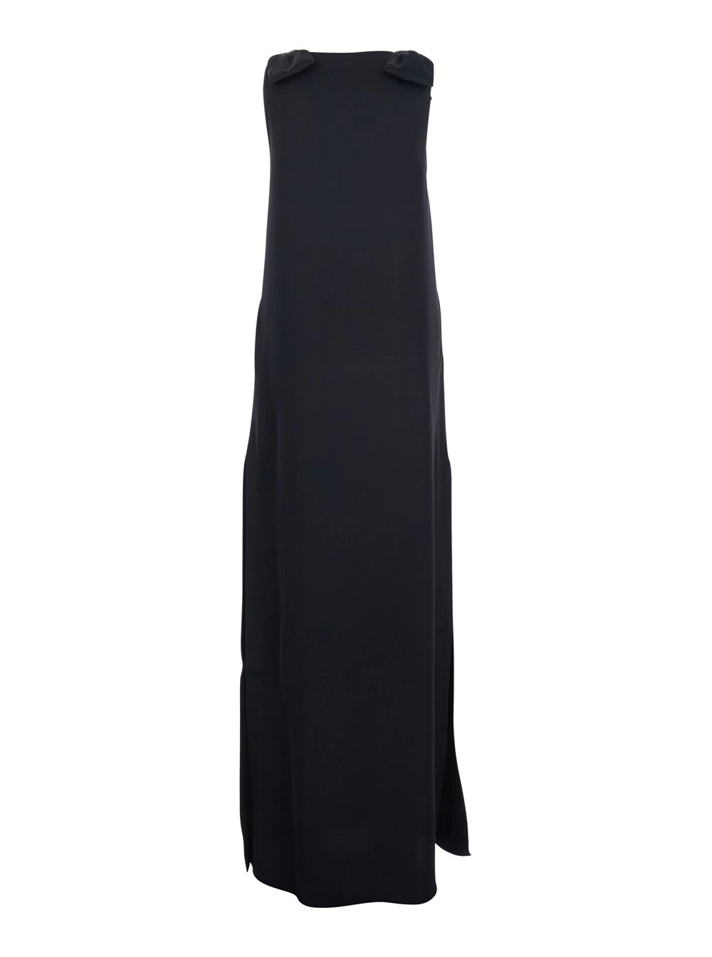 Leplain Abito Lungo Blu Scuro con Scollo a V e Spacchi Laterali in Tessuto Donna, view 2