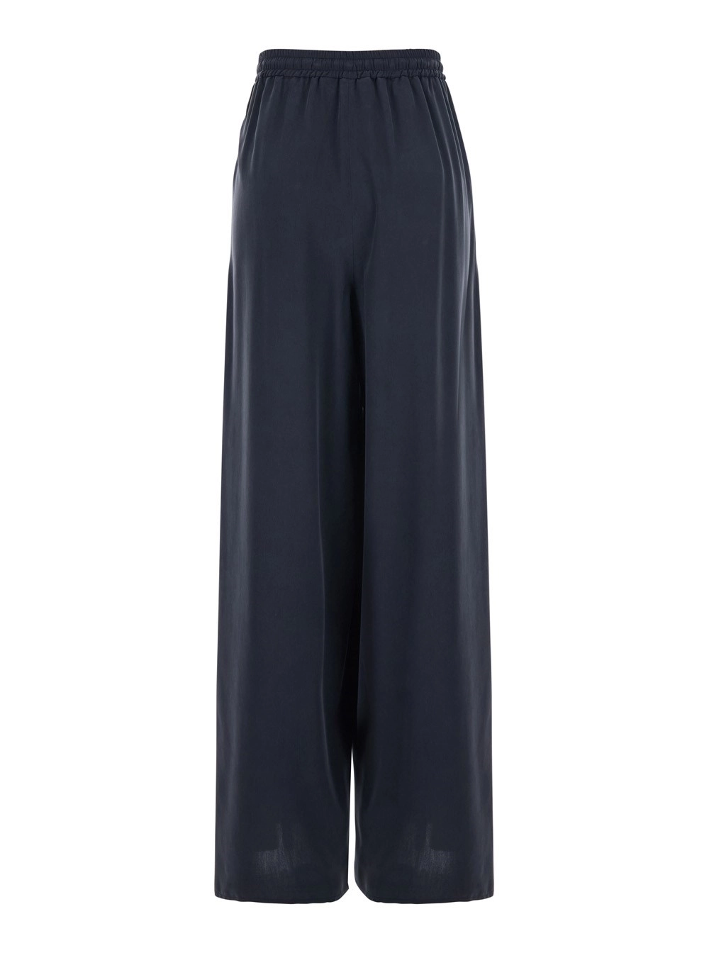 Max Mara Pantaloni 'Genero' in Seta con Vita Elasticizzata con Coulisse Blu Donna, view 2