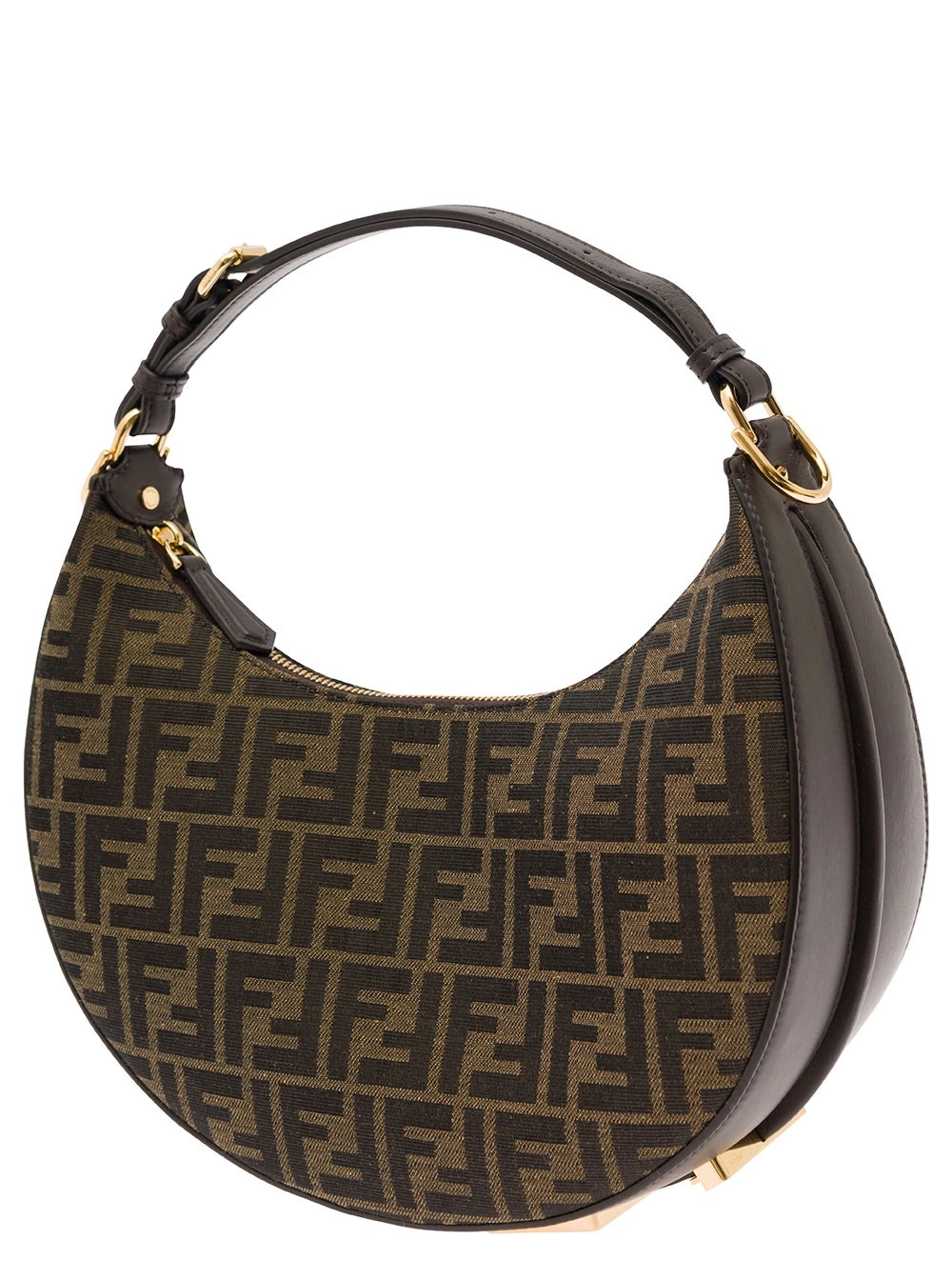 Fendi Borsa a Mano 'Fendigraphy Small' con Motivo FF in Tessuto Jacquard Marrone Donna, view 2
