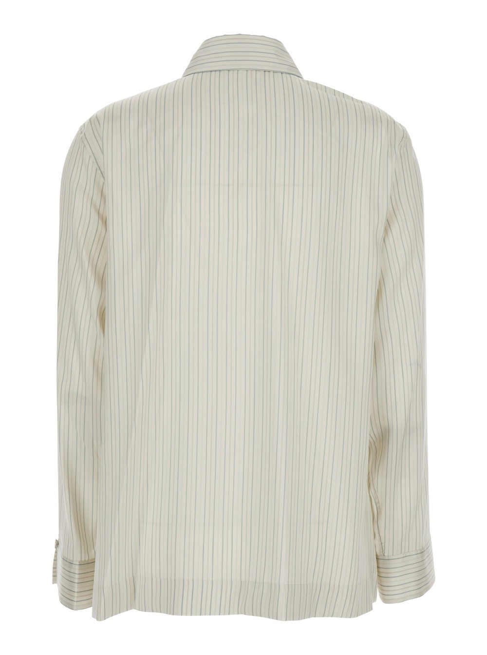 Fendi Camicia con Colletto a Punta e Chiusura Asimmetrica in Seta Bianca Donna, view 2