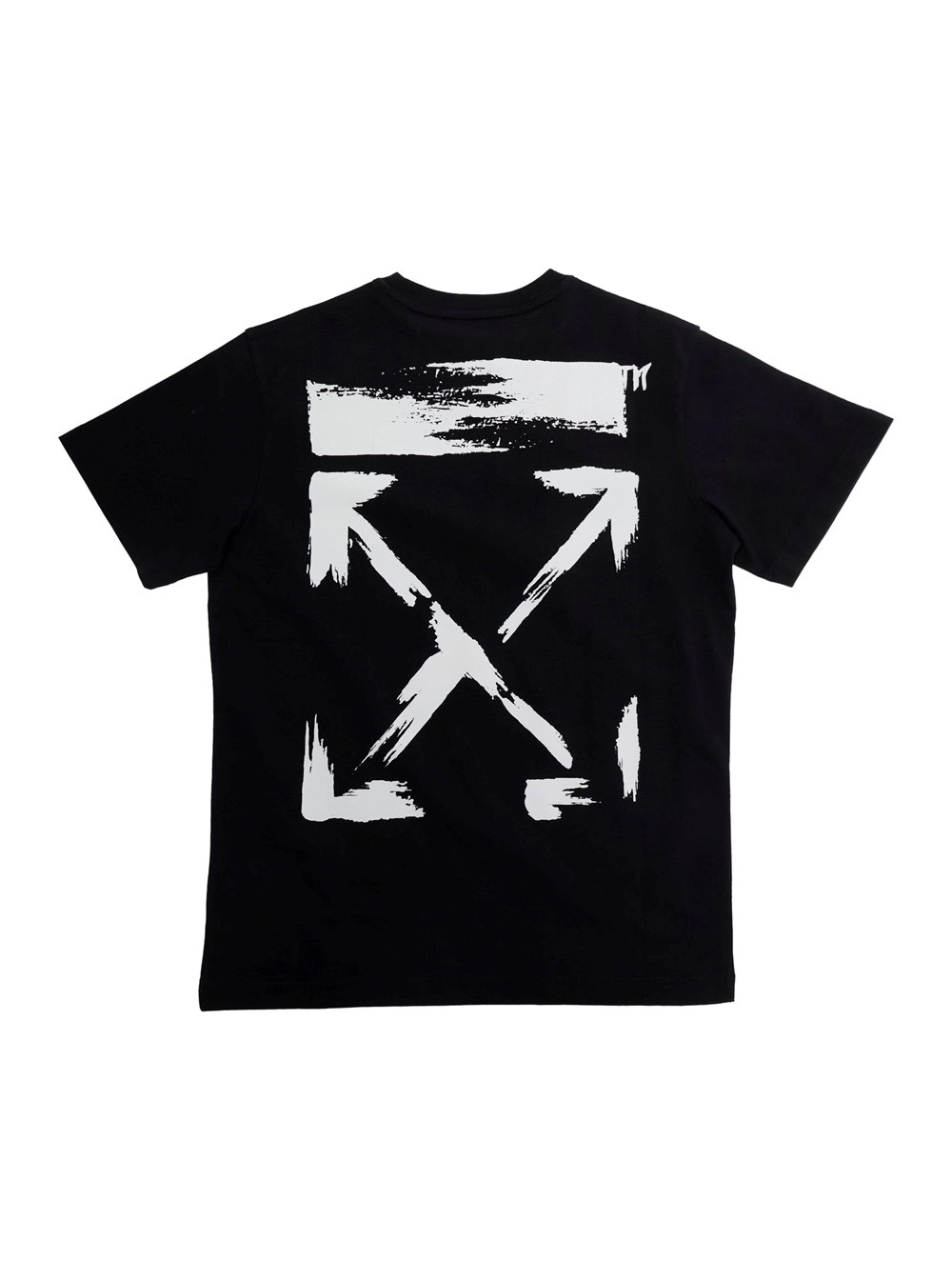 Off-White Kids T-Shirt Nera "ARROW PAINT TEE S/S" con Logo Stampato sul Fronte in Cotone, view 2