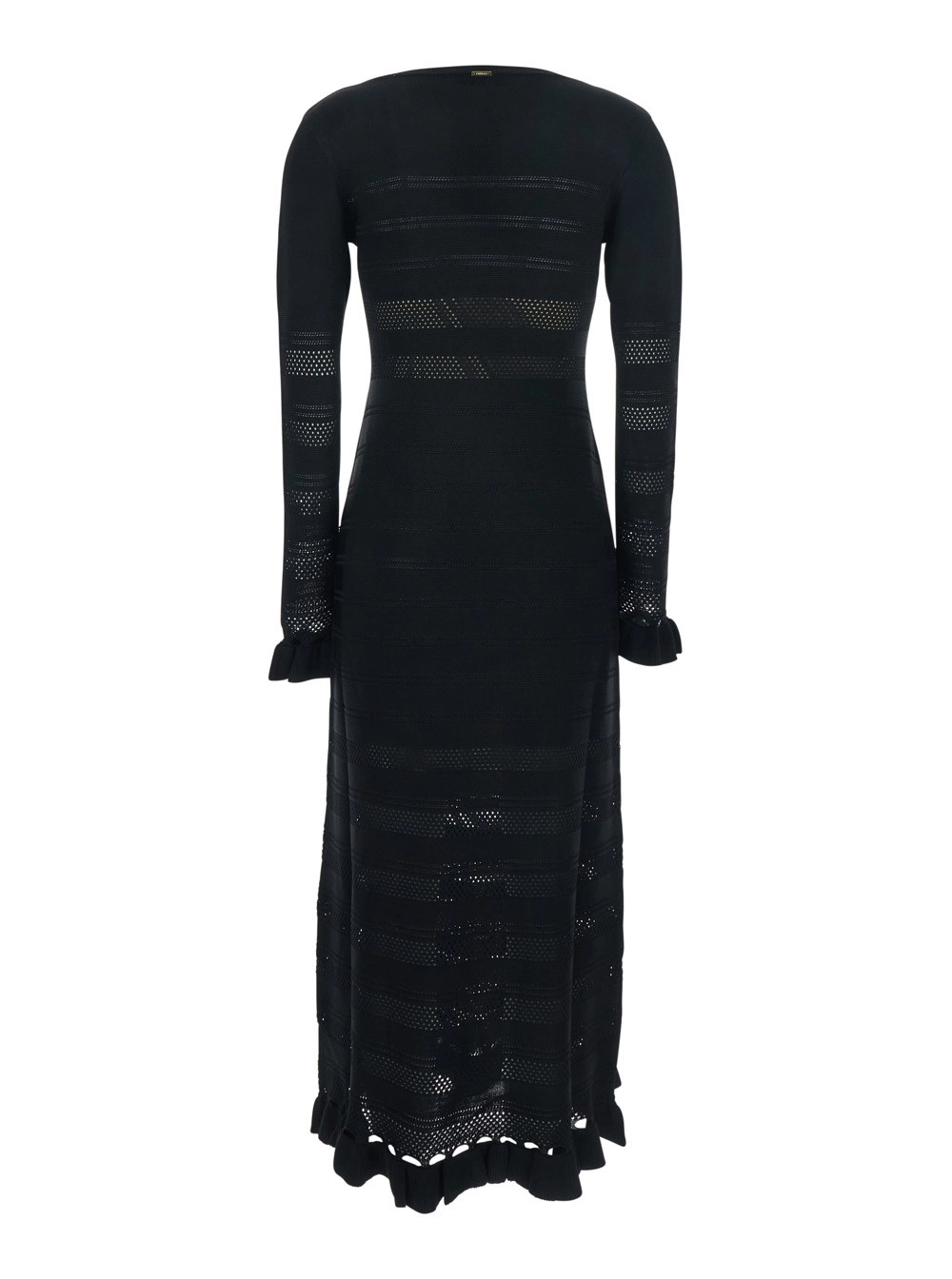 Twinset Abito Lungo con Orli con Ruches e Design Traforato, view 2