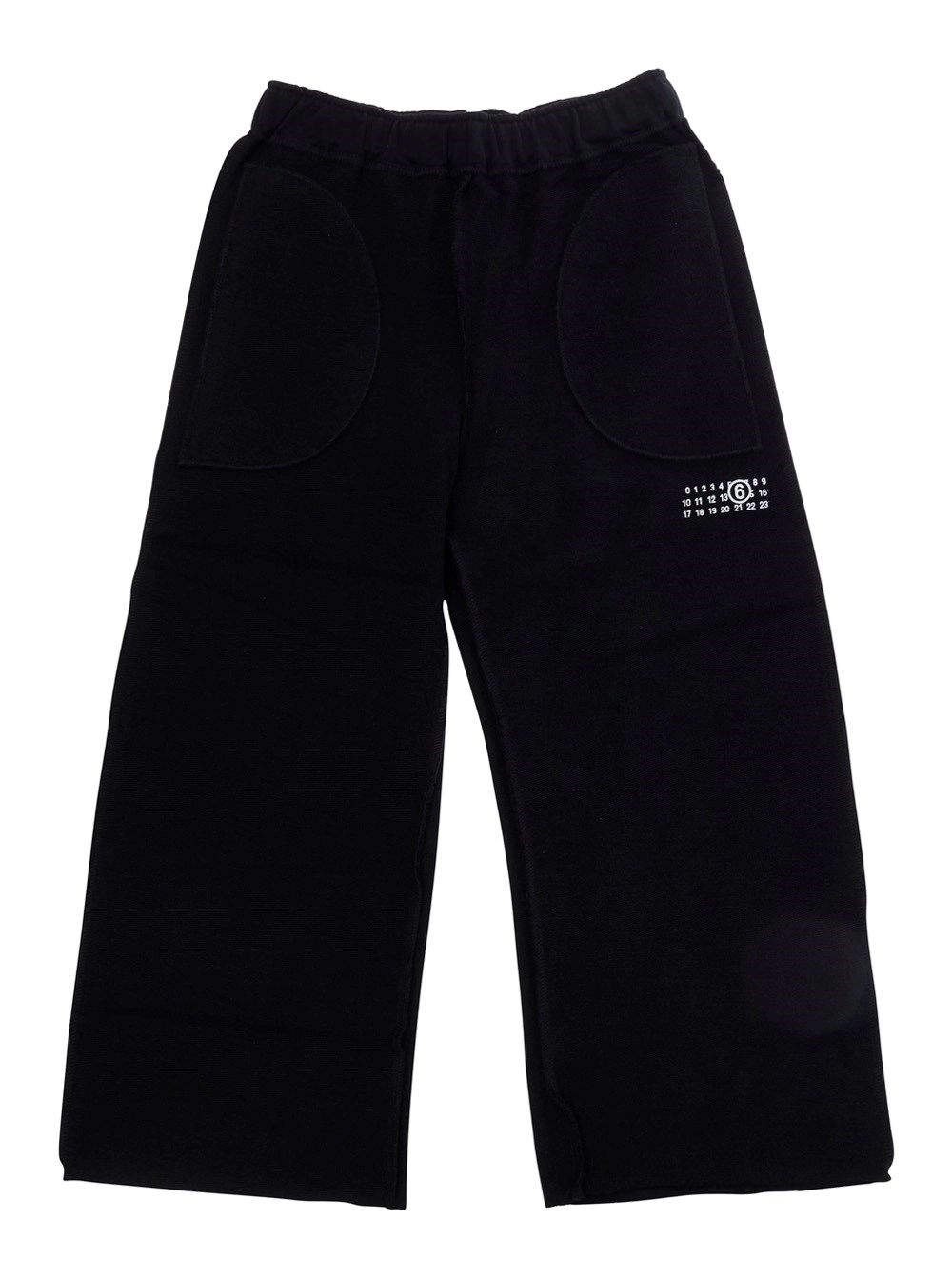 Mm6 maison margiela kids Pantaloni con vita elasticizzata e logo numerico sul fronte in cotone neri bambino