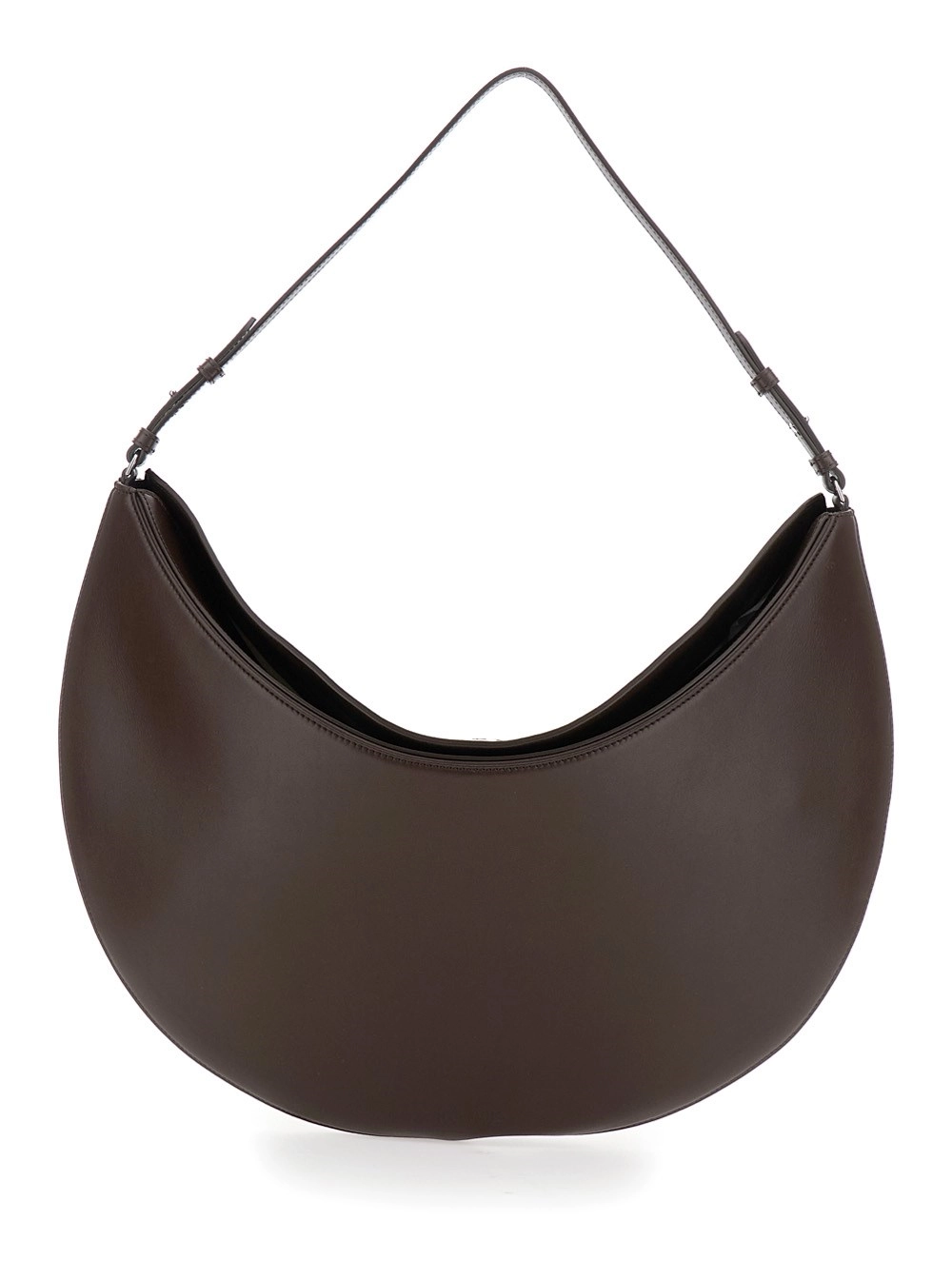 Jacquemus Borsa a Spalla 'Le Calisso Rond Large' con Tracolla Regolabile e Logo Goffrato in Pelle Marrone Donna
