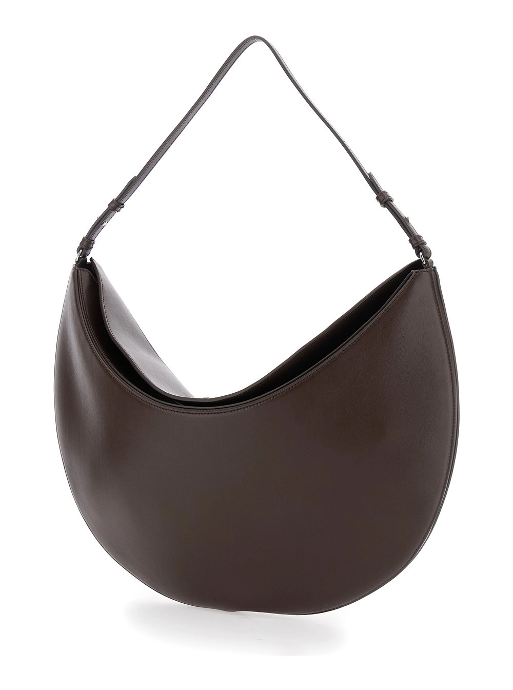 Jacquemus Borsa a Spalla 'Le Calisso Rond Large' con Tracolla Regolabile e Logo Goffrato in Pelle Marrone Donna, view 2