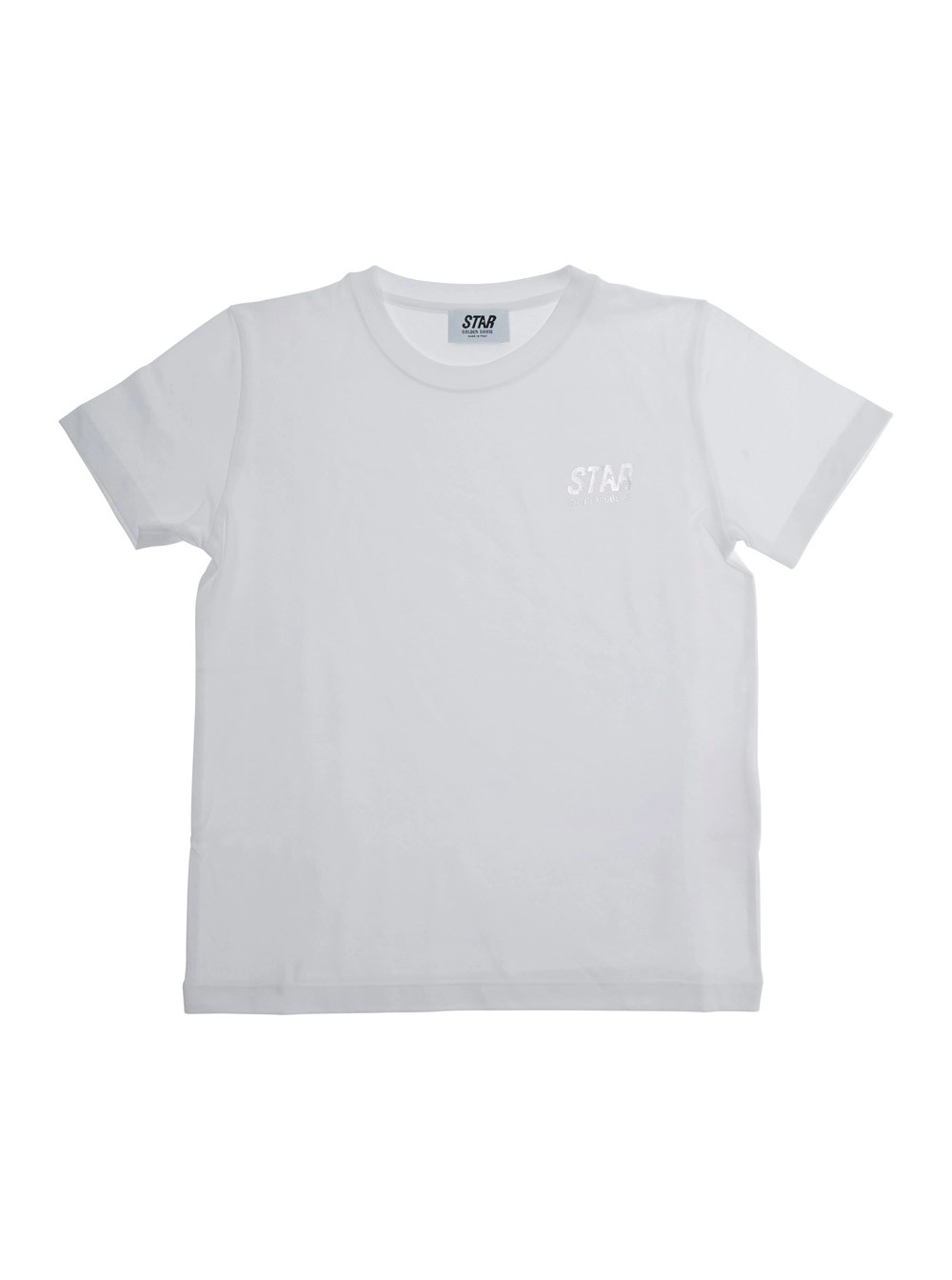 Golden goose kids T-Shirt con Scollo Rotondo e Logo sul Fronte in Cotone Bianca Bambino