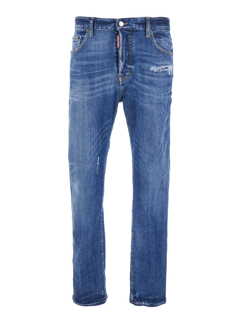 Dsquared2 Jeans con Dettagli Strappati sul Fronte e Patch Logo sul Retro in Denim Blu Uomo