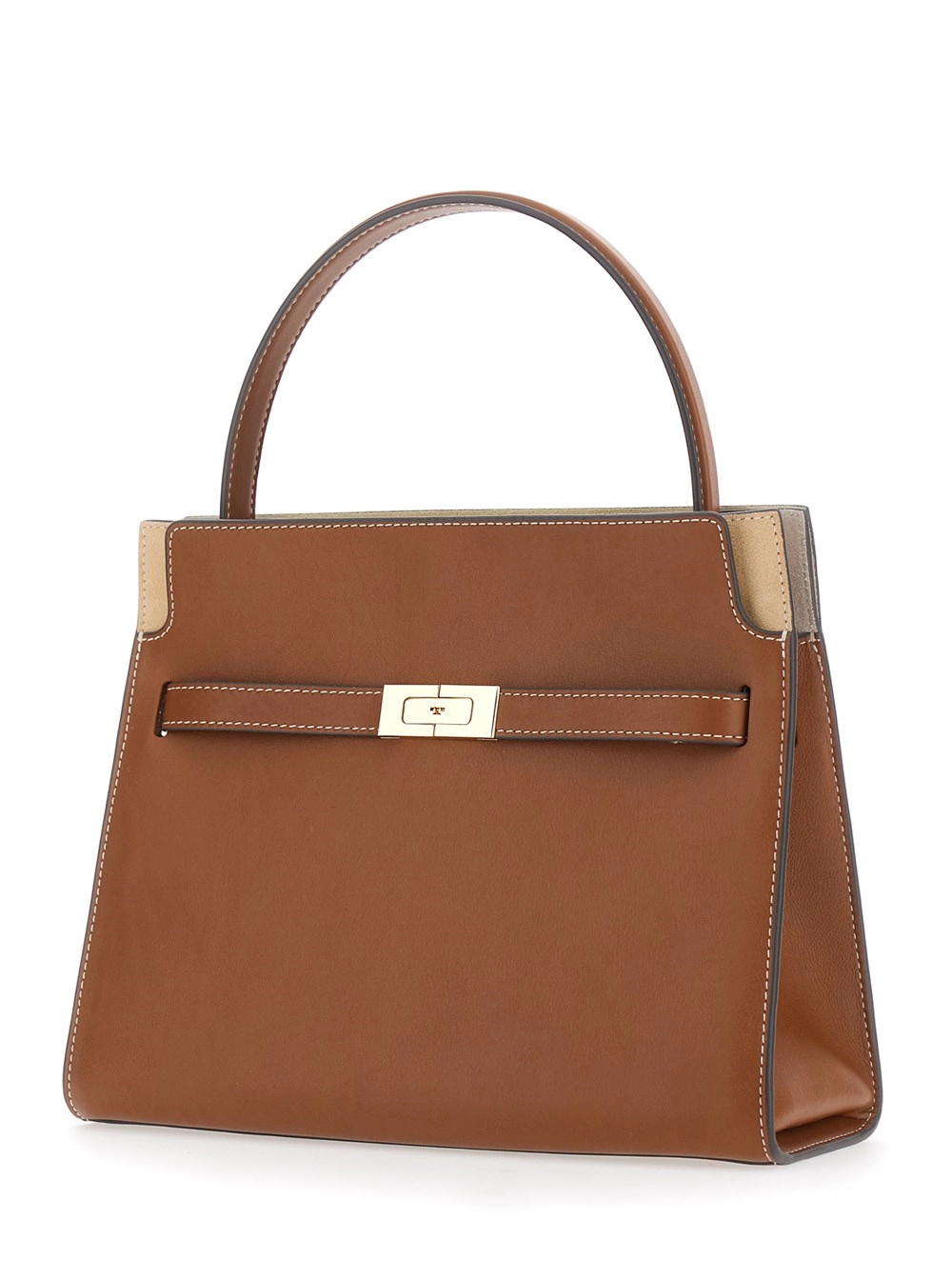 Tory Burch Borsa a Mano 'Lee Radziwill' Piccola con chiusura con cinturino sul fronte in pelle marrone donna, view 2