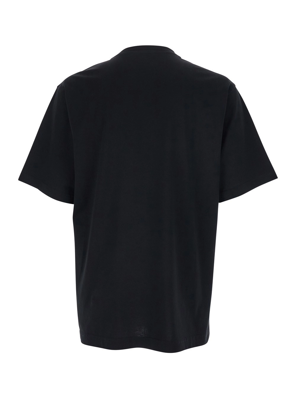 Dolce & Gabbana T-Shirt girocollo con ricamo logo sul fronte in cotone nera uomo, view 2