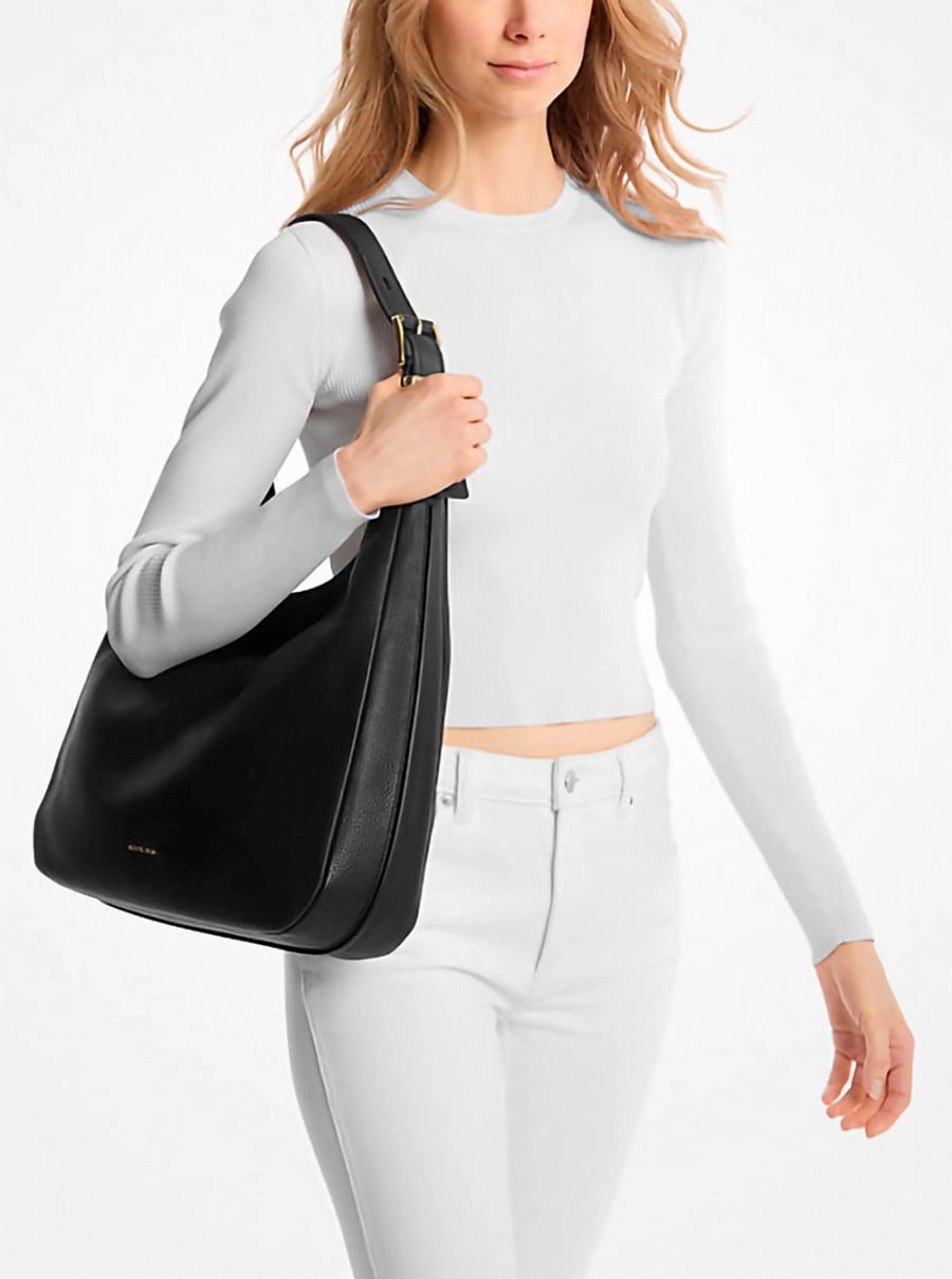 Michael michael kors Borsa a spalla 'Nolita Grande' con Logo Lettering sul Fronte in Pelle Marrone Donna, view 6