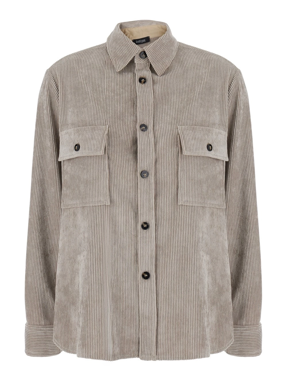 Leplain Camicia con colletto classico e due tasche applicate sul fronte in velluto a coste grigia donna