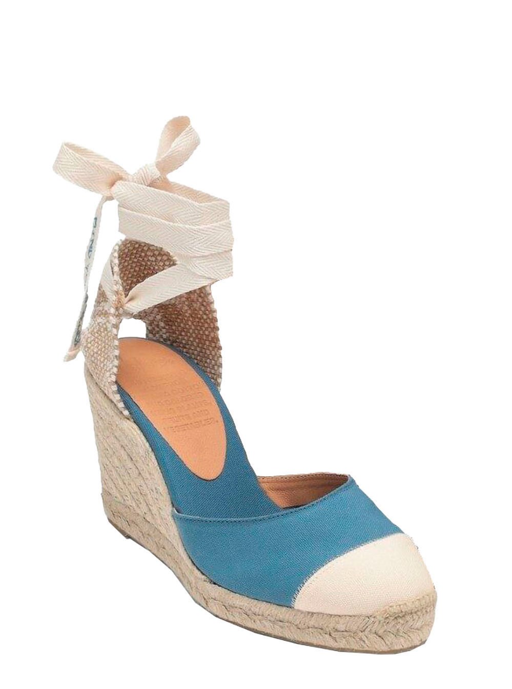 Castañer Sandali Carina Espadrillas con Zeppa Azzurri in Cotone Donna, view 2