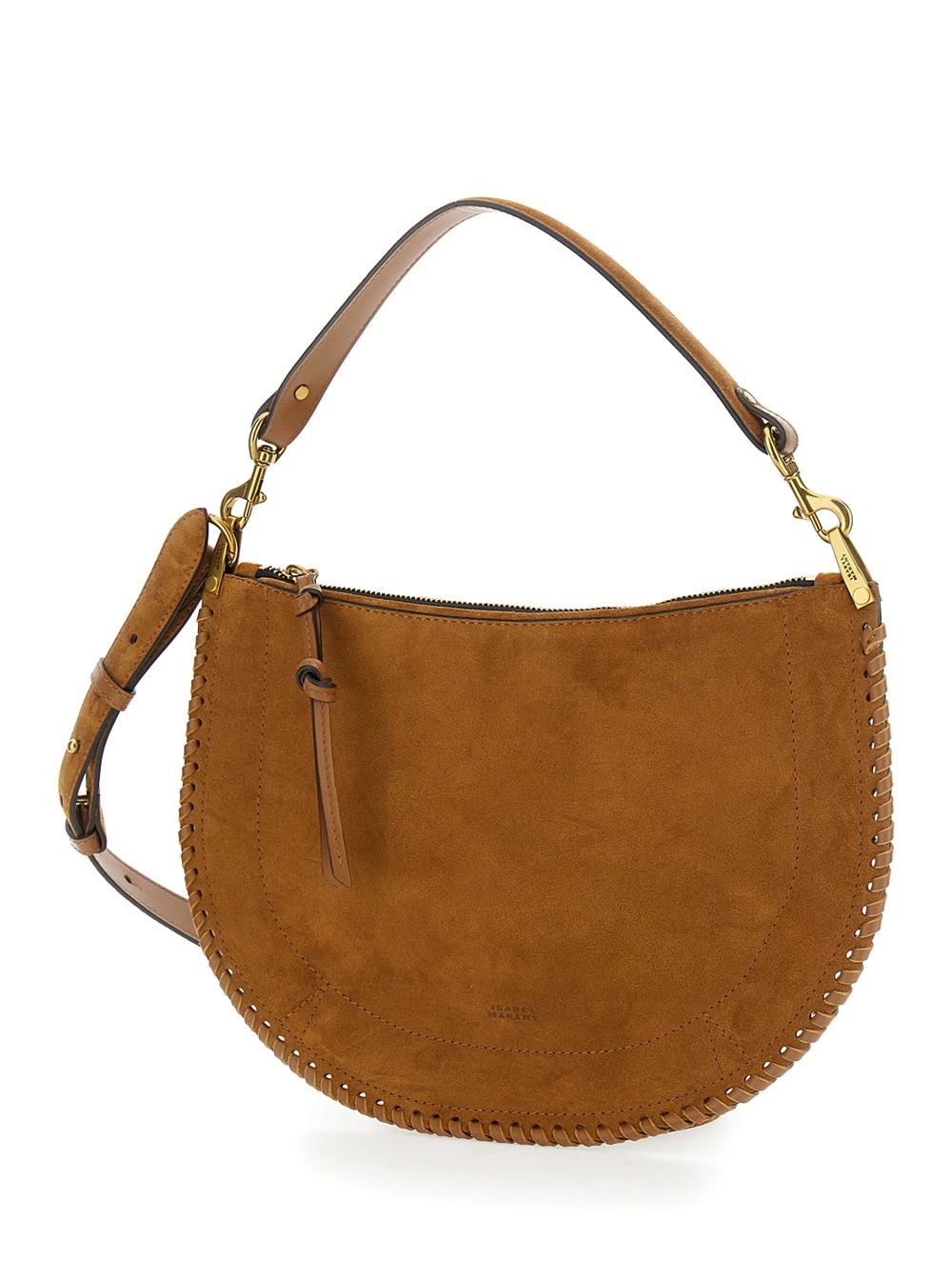 Isabel Marant Borsa a Spalla con Tracolla Removibile in Pelle Scamosciata Marrone Donna, view 2