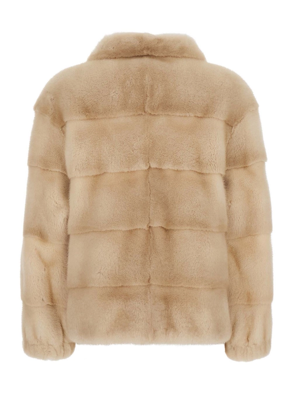 Suprema Giubbotto pelliccia con collo rialzato e chiusura con zip in pelliccia beige Donna, view 2